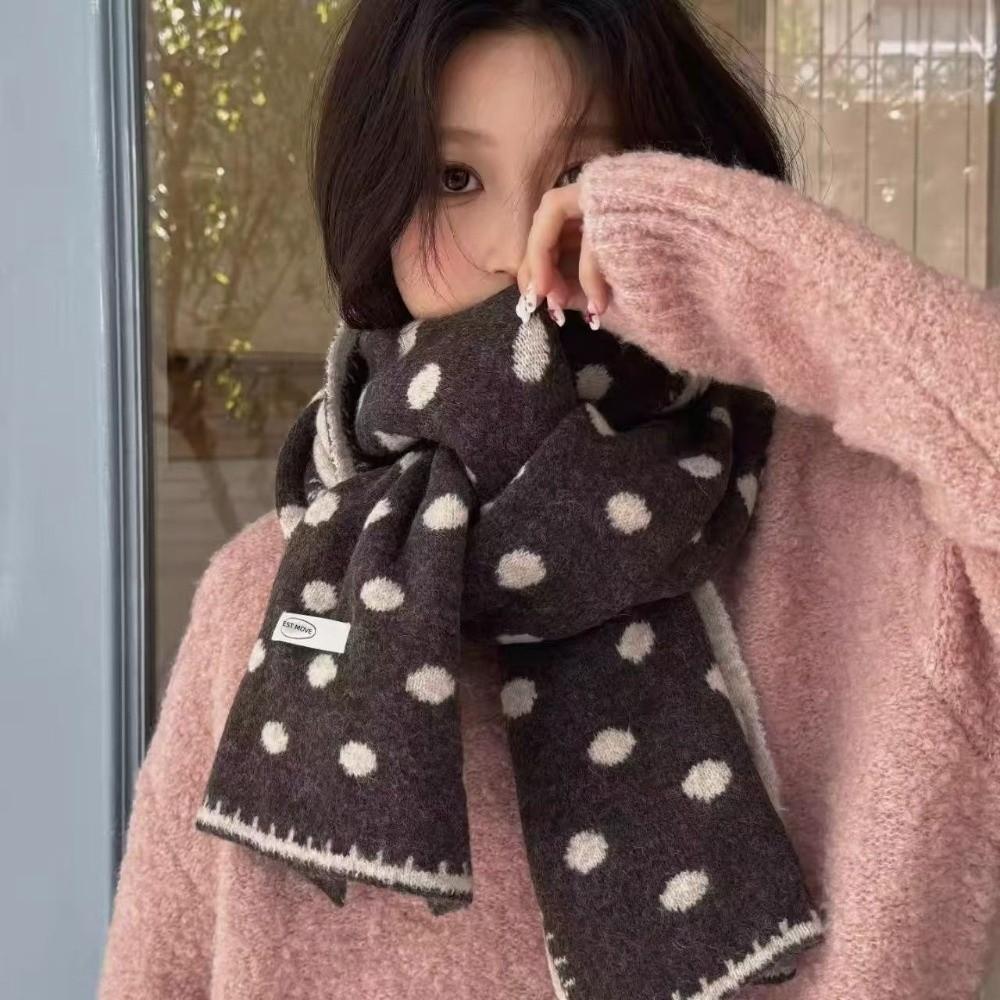 Dot Pattern Knitted Scarf Korean Style Polka Dot Scarf Fashion Women's Scarf Winter
