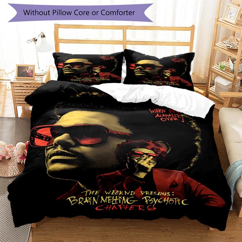 3pcs The Weeknd1 pattern bedding set duvet cover set includes duvet cover &pillowcases, perfect all season bedroom decoration & gift