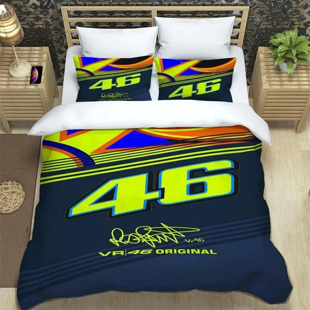 3D Печатный Комплект Постельного Белья VR-46 с Пододеяльником и Наволочками для Мотоциклов, Размер: Полуторный, Двуспальный, Евро, для Детей и Взрослых, Спальни