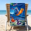 1pc TURBO3 Beach Towel, Beach and Seaside Swimming Pool Equipment, Fashion Pattern, Rectangular, Travel Essentials