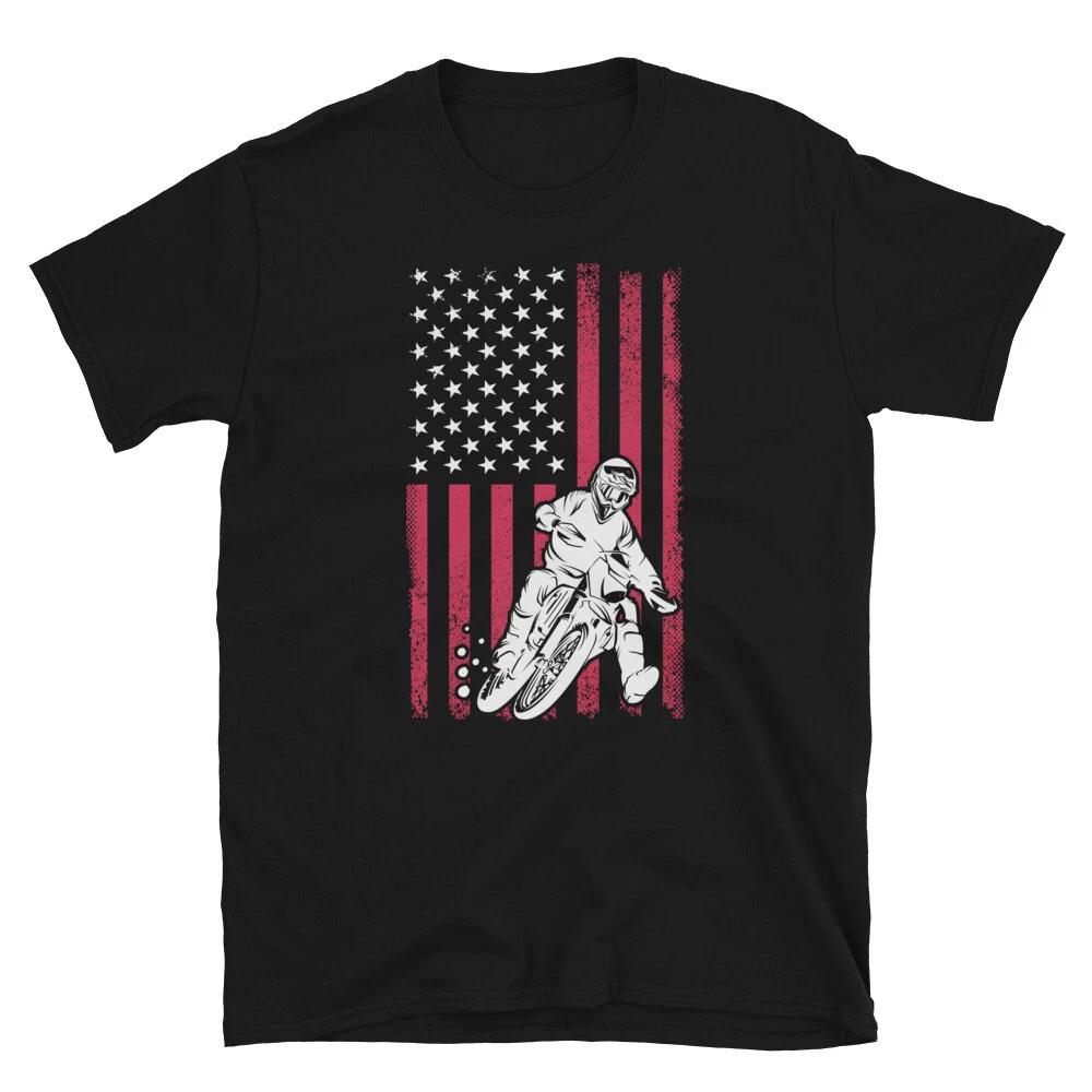 Chopper Cruiser Motorbike Rider American US Flag Biker T-Shirt