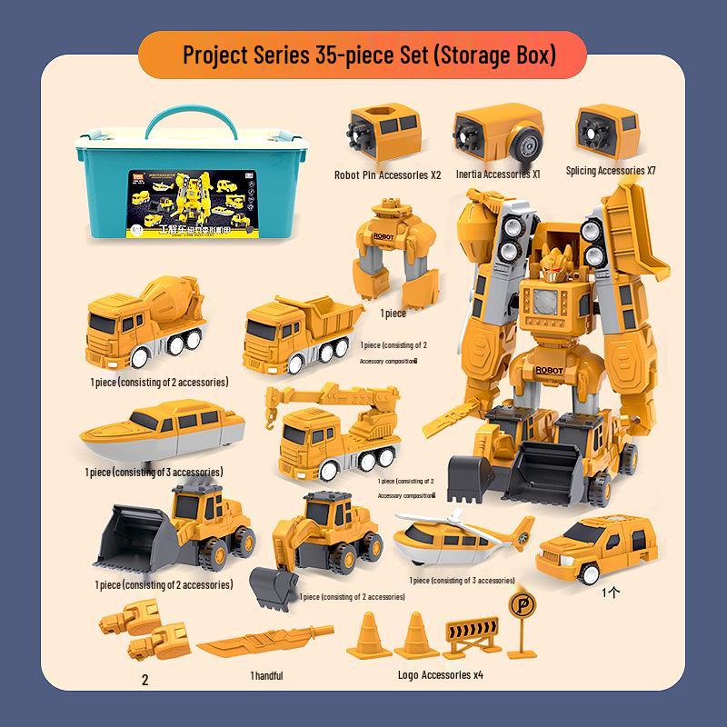 Kids' Magnetic Engineering Vehicle & Robot Transformation Toy Set