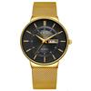LIGE Mens Quartz Watch Dual Calendar Three-Hand Movement Ultra-Thin Waterproof Mesh Band Wristwatch Day Date Silver