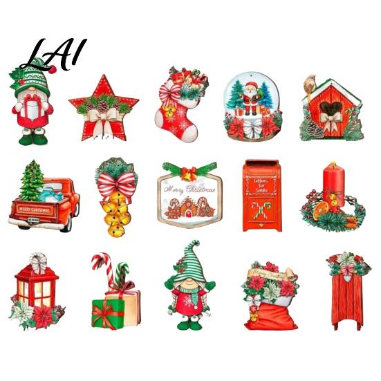 Retro Wood Ornament Set Christmas Wooden Hanging Decorations Rustic Gnome Xmas Stocking Tree Ornaments Pendants Farmhouse Festive for Mantel Holiday