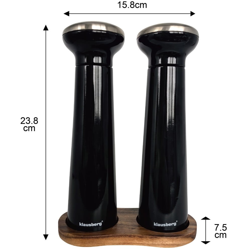 Set of pepper and salt spice mills KLAUSBERG KB-7705 black salt shaker grinder