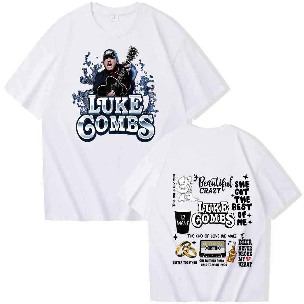 Футболка Luke Combs 2026 Мужская Женская Харадзюку Круглый вырез Летняя Повседневная Рубашка Y2k Короткие рукава Классический Уличный Стиль Модная Хлопок