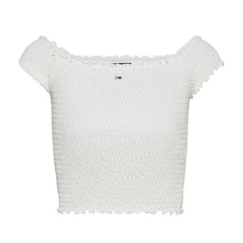 Tommy Jeans Womens/Ladies Mini Logo Off Shoulder Slim Smock Top