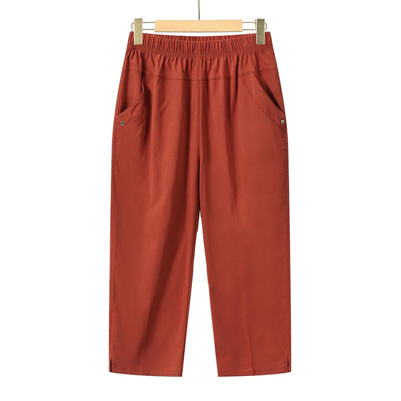 Elastic High Waist Cotton Capris for Middle-Aged and Elderly Women - Summer 2026 Casual Style for Young Mothers.