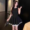 Тысяча золотого ветра маленькое черное платье платье женское летнее высококачественное платье для дня рождения маленький подарок, тонкая безрукавка юбка