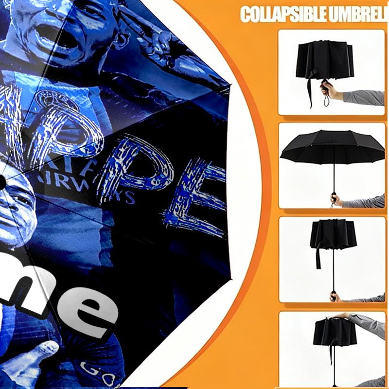 Custom Name Personalized Kylian Mbappe Print Umbrella, Auto Open Close, 8‑Rib Sturdy Frame, Commute Camping Hiking Use, Birthday Gift