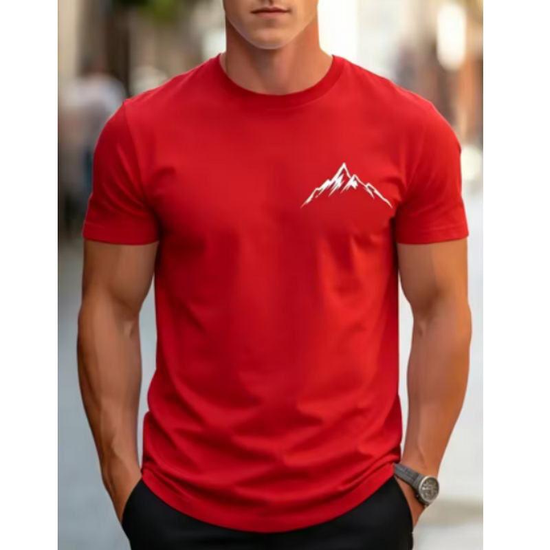 Simple Style Mountain Graphic T Shirt 3D Print Short Sleeve Solid Color Daily Casual Tops Summer Street Unisex Clothes