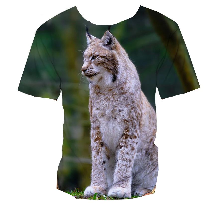 3D Lynx Animal Print Kids Short Sleeve T Shirt O Neck Loose Outdoor Daily Summer Top