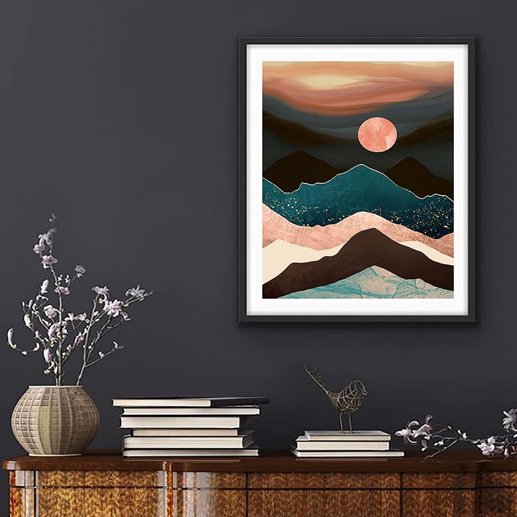 5D Diy Diamond Painting Sunrise Landscape Cartoon Cross Stitch Set Full Diamond Embroidery Mosaic Art Picture of Rhinestones Decor Gift