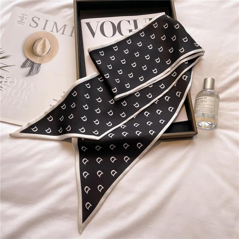 Long Neckerchief Skinny Hair Bands Women Silk Scarfs Fashion Headbands Bag Scarves Print Hairband Neck Scarf For Ladies 14x147cm