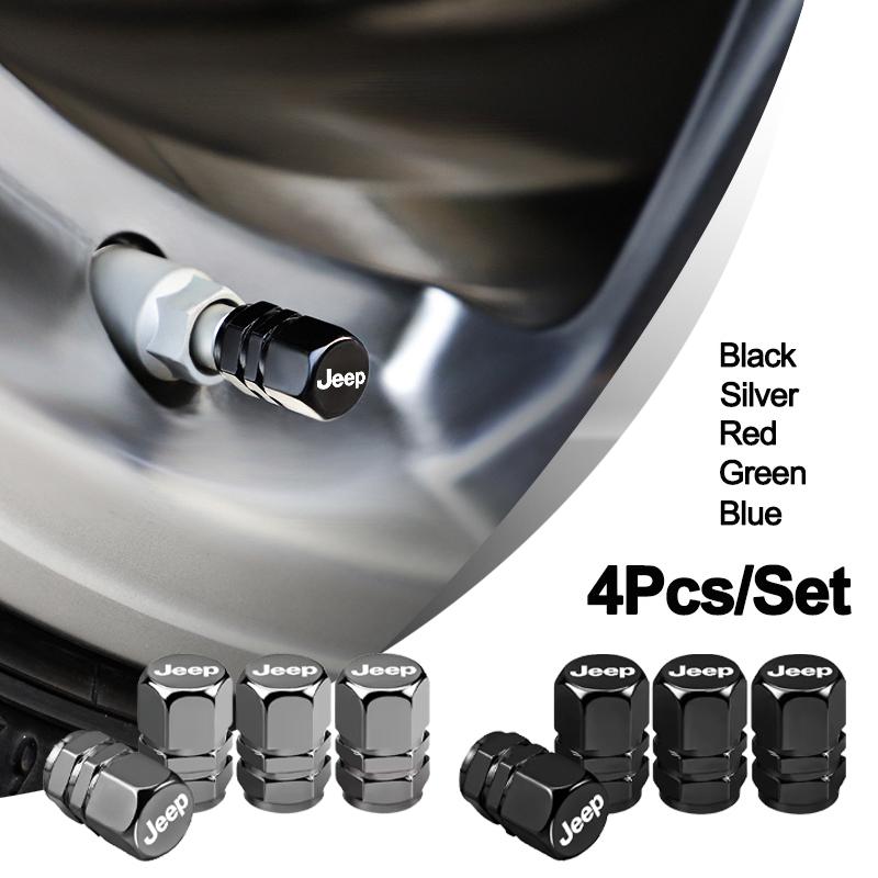 4pcs Car Styling Wheel Tire Valve Air Stem Cap Duust Cover For Jeep Renegade Wrangler JL Grand Patriot Willys Liberty Trail Hawk