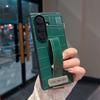 Luxury Neutral Vintage Wristband Stand Crocodile Pattern Phone Case for SamSung Galaxy Z Fold 7 6 5 4 Hand Strap Protect Cover