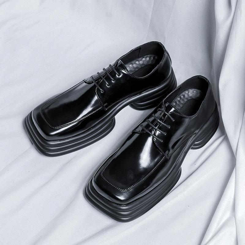 Британский стиль квадратная головка маленькие кожаные туфли весна новые лоферы форменные лакированные туфли мужские 36763-R