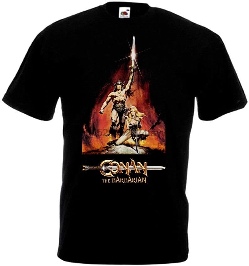 Men Fashion Print Cotton T Shirt Conan The Barbarian V2 T Shirt Black Poster Men Funny T Shirt