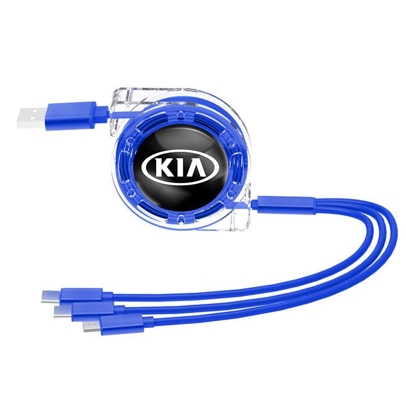 VAYI2 3 в 1 Micro USB Type C Зарядный кабель Провод-зарядка Для KIA K5 K9 Sorento Ceed Sportage Stinger Niro Soul Cerato EV6 Stonic RIO