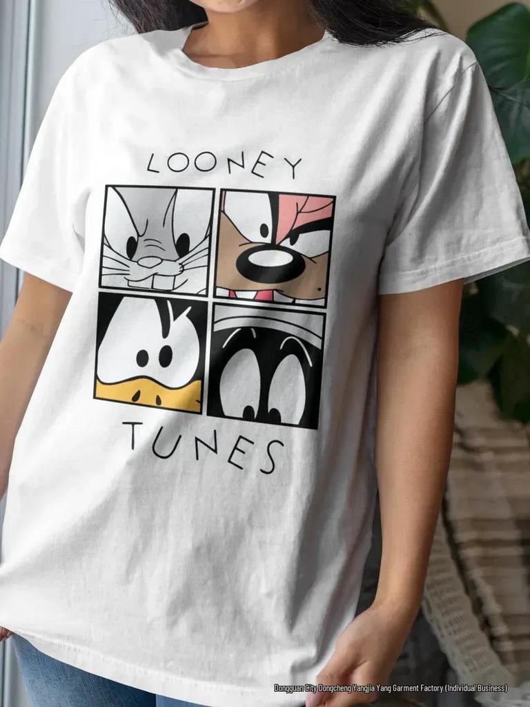 2026 Anime Print Short Sleeve Pure Cotton T-Shirt: Flaw-Covering & Age-Reducing Design