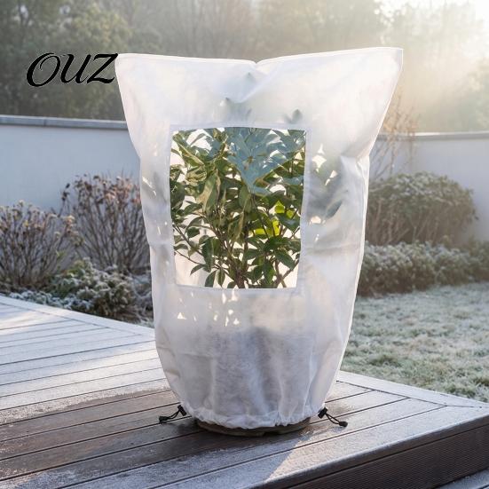 Insulated Garden Frost Guard Winter Plant Cover with Viewing Window, Drawstring Freeze Protection Cover, for Potted Trees Resuable Blanket Shrubs,