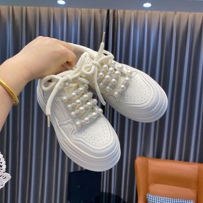 Женские туфли на шнуровке Pearl, модные женские кроссовки, весенний тренд, повседневные кроссовки, женские удобные белые туфли на вулканизированной платформе