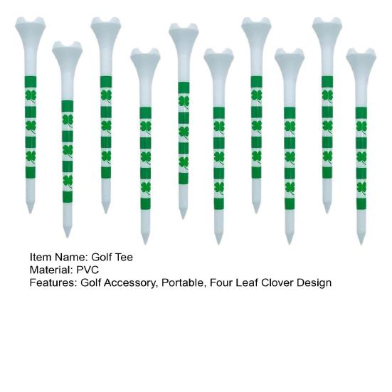 10 Pcs Plastic Golf Tees 3-1/4 Inch Four Leaf Clover Unbreakable Golf Tees To Minimize Friction Side Spin