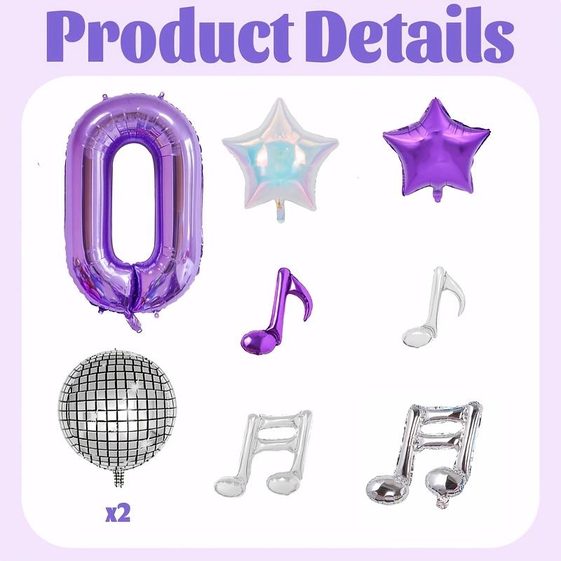 Purple Music Theme Party Supplies 0-9 Digital Balloon Set 32 Inch Large Aluminum Foil Balloon Birthday Party and Carnival Decor
