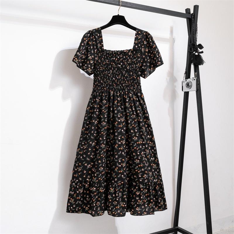 Women's Skirts New Mid-length Skirt Senior Sense of Floral Short-sleeved Dresses Summer Dresses Sweet Dresses