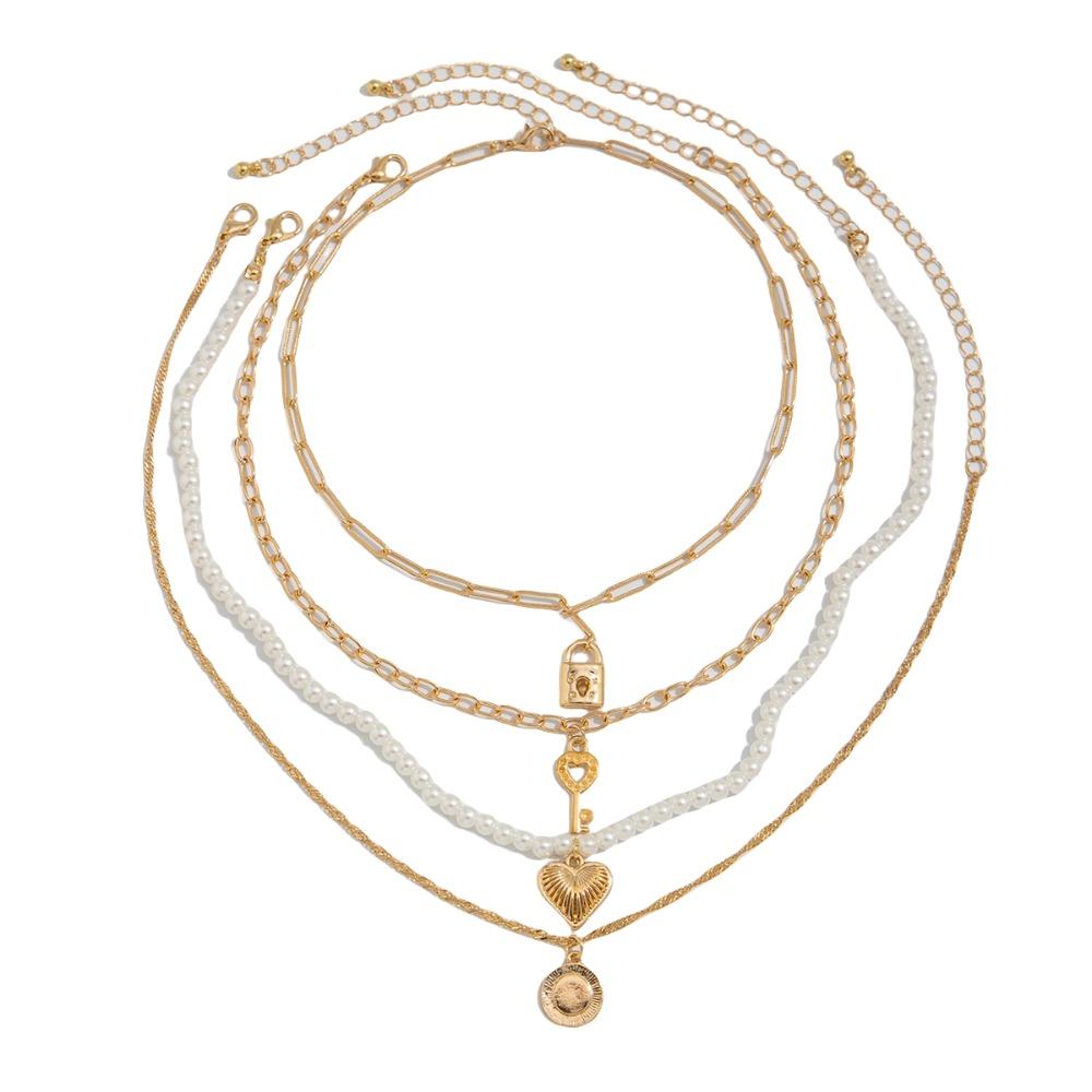 Ожерелье из металлической жемчужной ракушки, многослойное ожерелье в пляжном стиле, винтажное ожерелье из жемчужных бусин, пляж