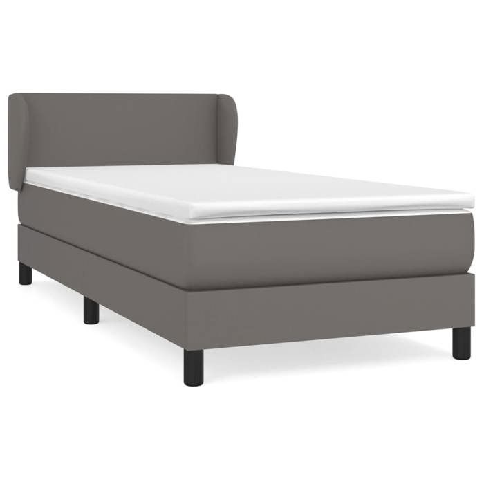 Maison Exclusive - Sommier à lattes de lit avec matelas Gris 90x190 cm Similicuir