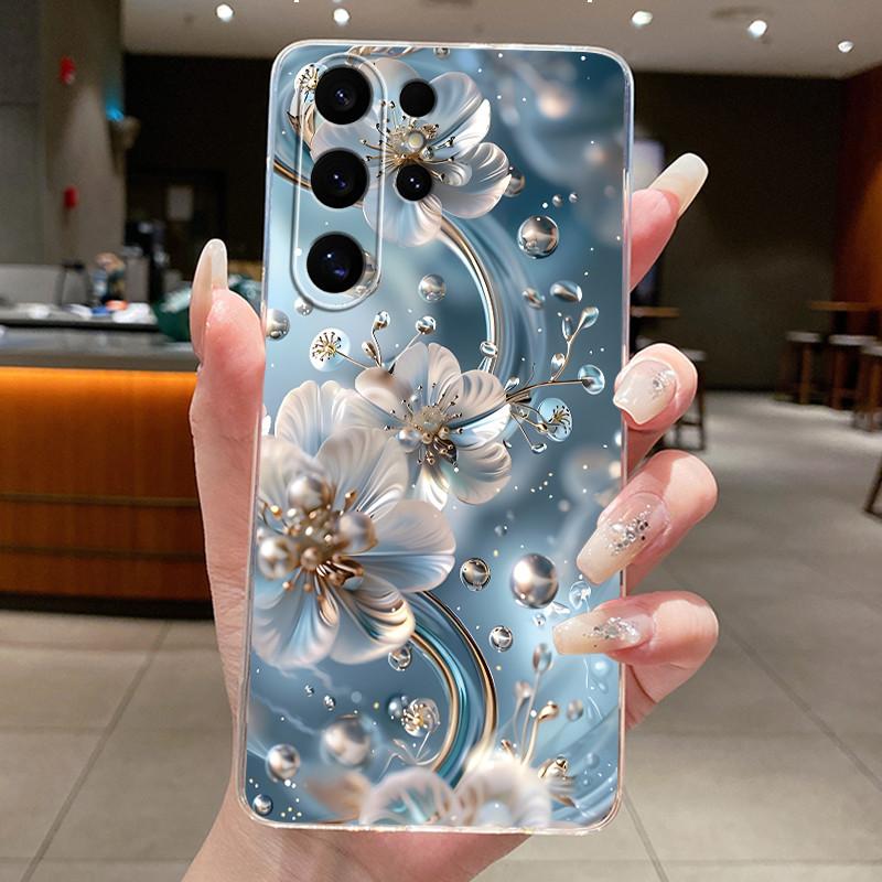 Funda For Samsung Galaxy S25 Ultra Cases Clear Soft Silicone Butterfly Flower Coque For Samsung S25Ultra S24 Ultra Phone Case
