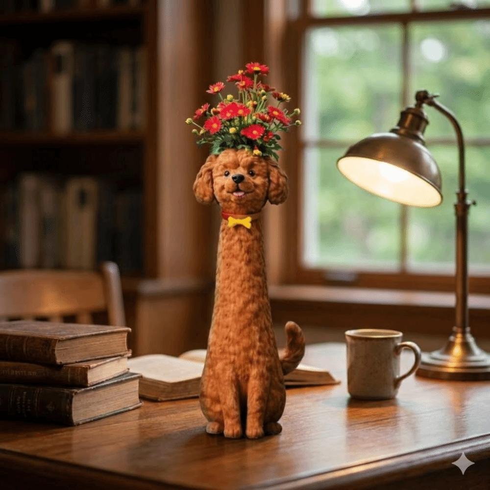 Handmade Dog Flower Vase Cartoon Animal Planter Modern Animal Flower Holder Home Decor