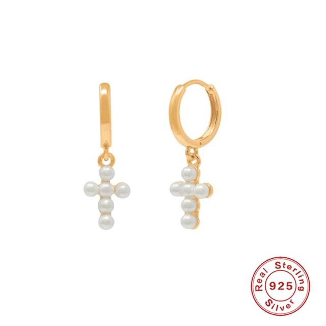 Серьги-кольца из стерлингового серебра S925 пробы с кристаллами и цирконами для женщин, серьги-кресты Pendientes Plata 925, ювелирные украшения в качестве подарка на вечеринку