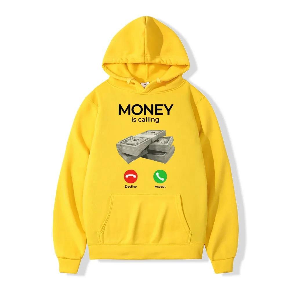 Осень Зима Мужские Толстовки Деньги Зовут Принт Наличные Толстовка Мужская Женская Свитшот Принт Унисекс Уличная Одежда Топы Одежда