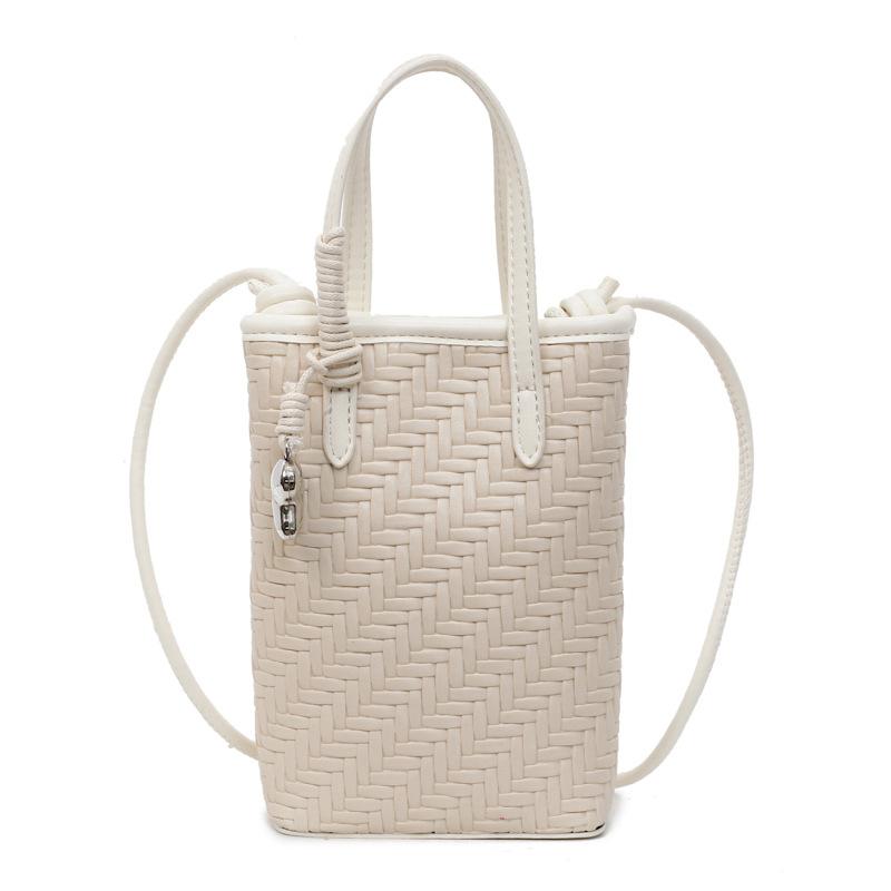 Korean Niche Texture Fashionable Portable Commuter Bag Women's 2025 Summer New Foreign Style Woven Messenger Mobile Phone Bag