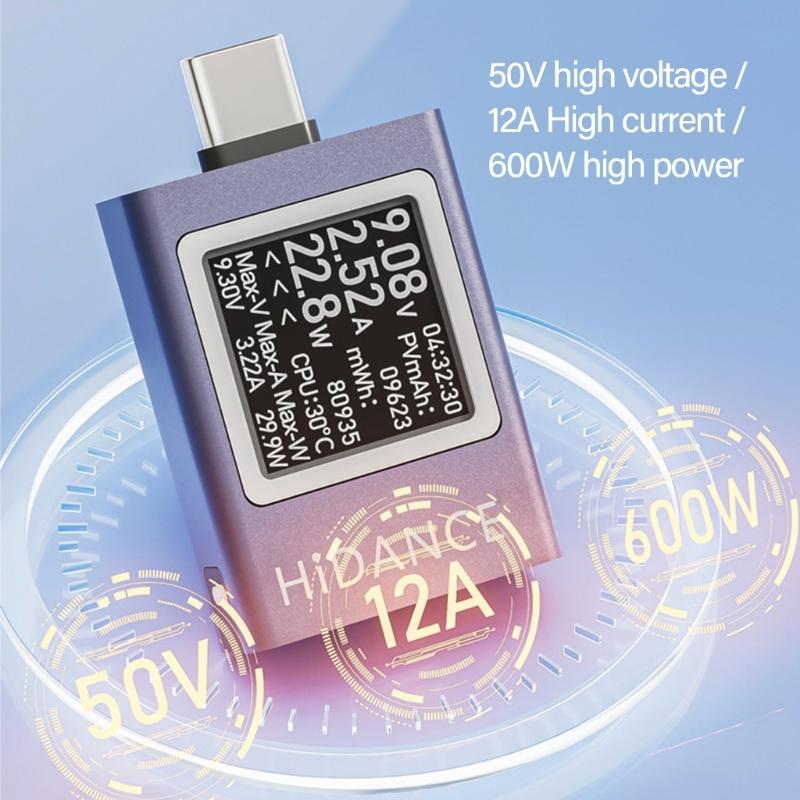 4,5-50 В 0-12 А Цифровой мультиметр Тестер метр Type-C Интерфейс Напряжения Ток Тестер для телефона Многофункциональный