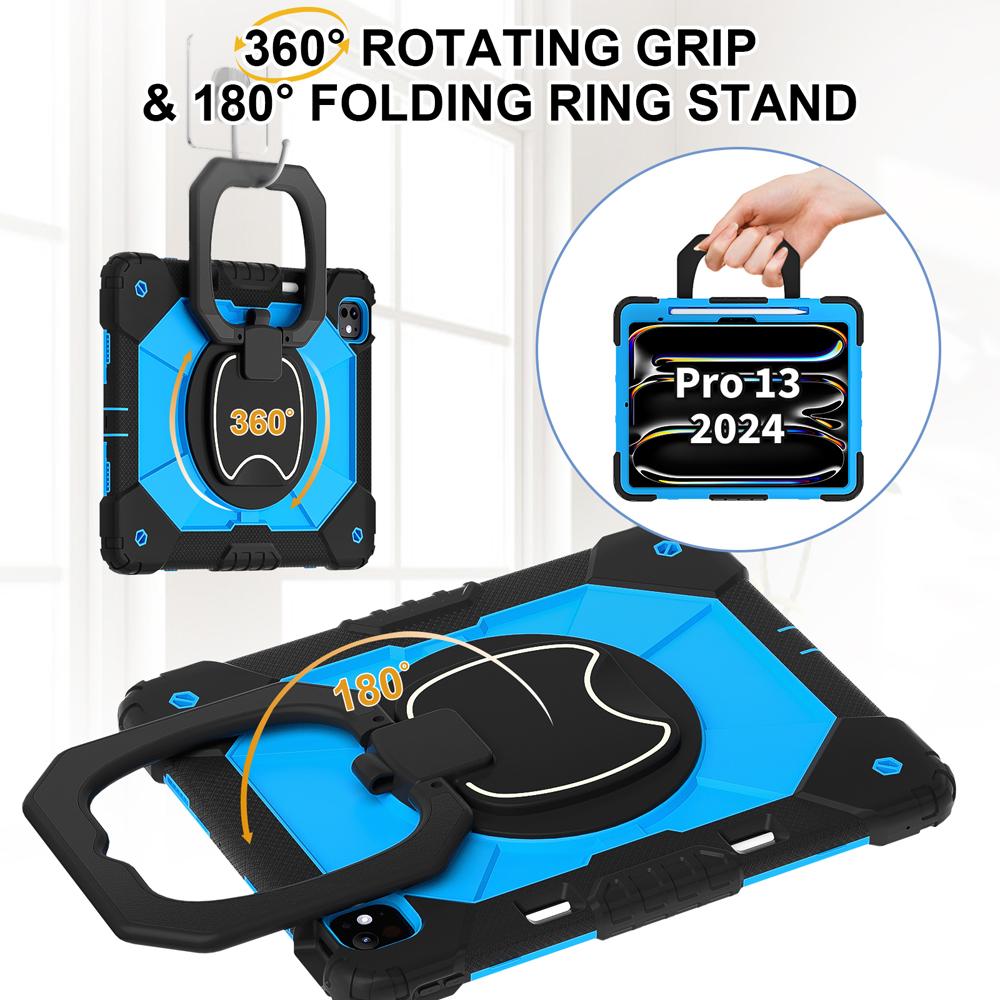 Portable Kids Tablet Cases for IPad Air13/Pro13 Pro Air 13 2026/2025 M5/M4/M3/M2 Case Cover Rotating Stand PC+Silicone Shell