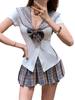 Косплей Форма школьницы JK Платье для кабаре Мини-платье Клубное платье Вечернее платье Мини с расклешенной юбкой Матросская форма Рубашка Плиссированная юбка Лента Облегающее Женщины