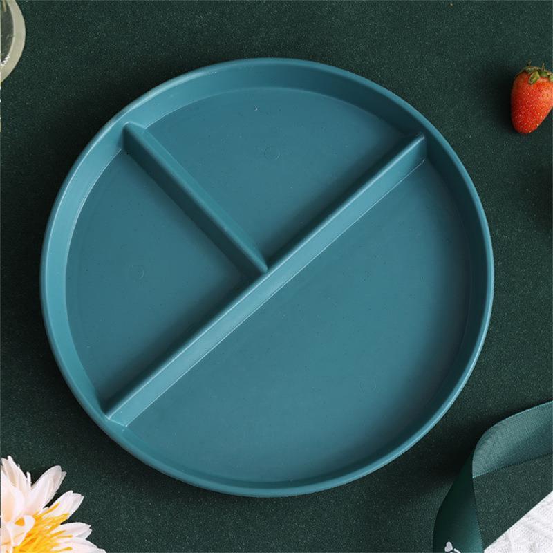 Divided Dish In 3 Diet Reusable Round Plates Plate Safe Kitchen Dinnerware Portion Plates For Adults 3 Compartments Microwave