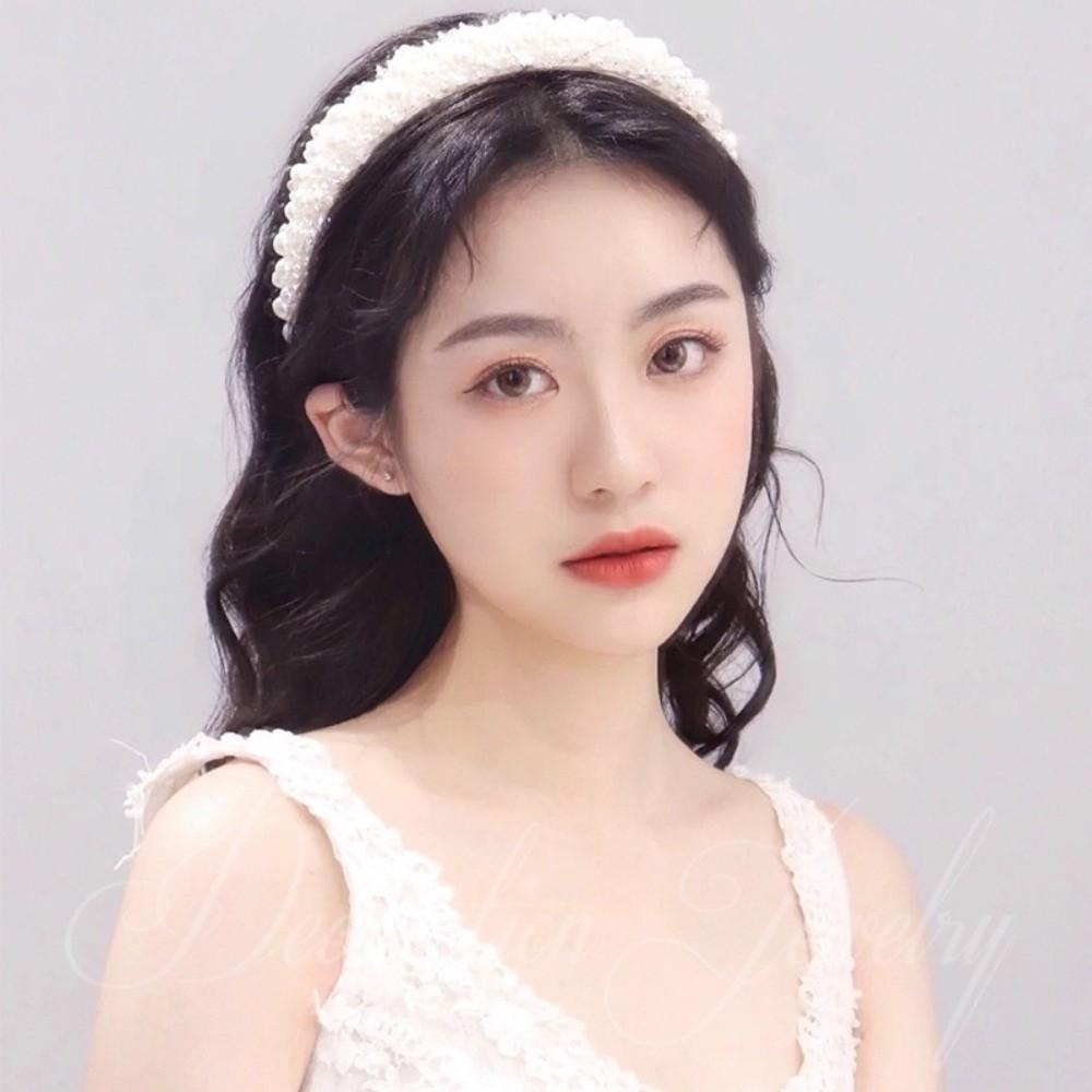 Большой свадебный обруч для волос Широкий бок Женские повязки для волос Модные жемчужные повязки Вечеринка