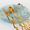 Vintage Style Fruit Salad Cake Clip Buffet Food Tong Gold-plated Snack Cake Clip Salad Pastry Clamp Baking Barbecue Tool