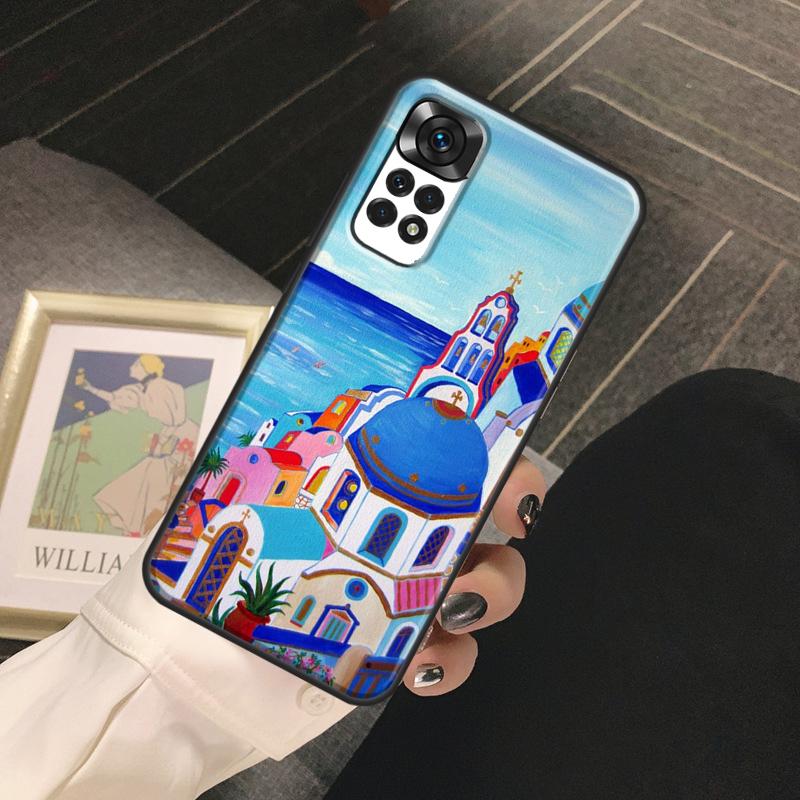 Ойя Санторини Греция Чехол Для Xiaomi Redmi Note 13 14 Pro 9 10 11 12 Pro 10S 11S 12S Redmi 13C 10C 12C 14C Чехол