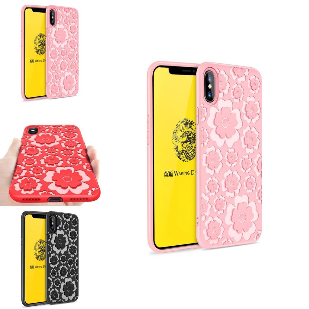 Engraving Flower 3d Soft Silicone Protective Case For Iphone 6 6plus 7 8 Plus