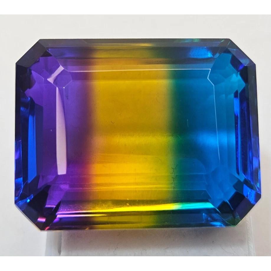 Certified Natural Bi-Color Tourmaline Emerald Cut 104 Ct Stunning Gemstone