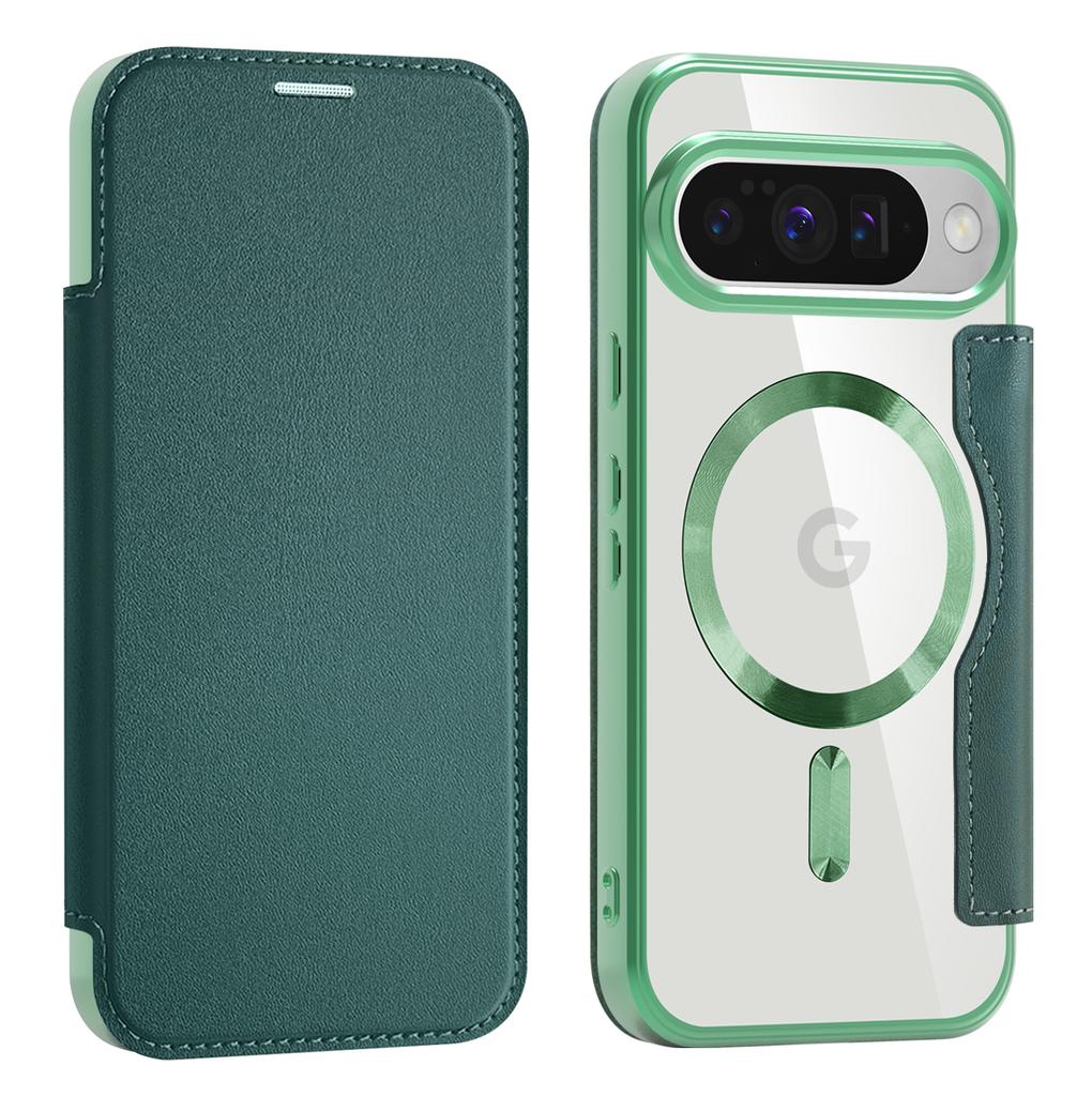 Для Google Pixel 8, 9, 10 серии. Чехол-книжка Gold Shield Magnetic Business Leather Case, совместимый с MagSafe, со слотами для карт с блокировкой RFID и защитой объектива