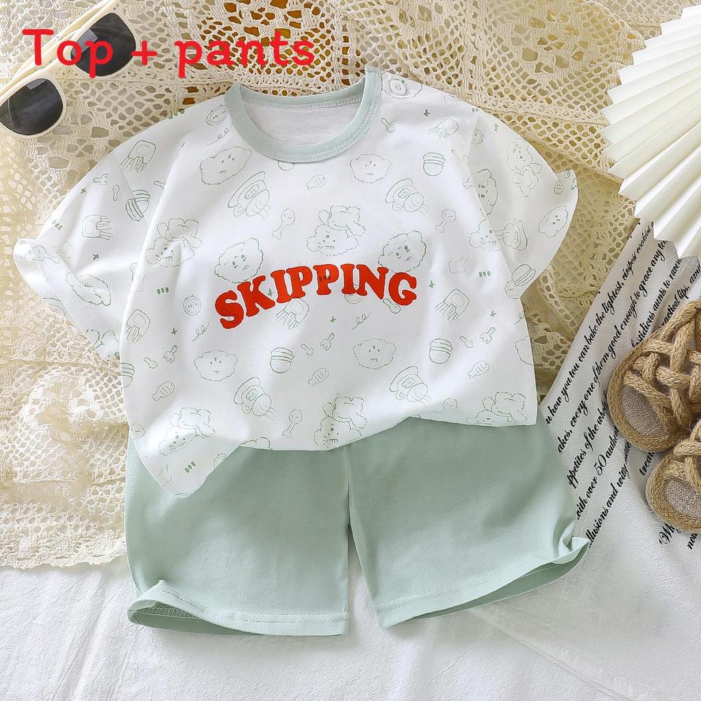 Childrens Summer Cartoon Hoodie And Shorts Set With Soft Cotton For Kids