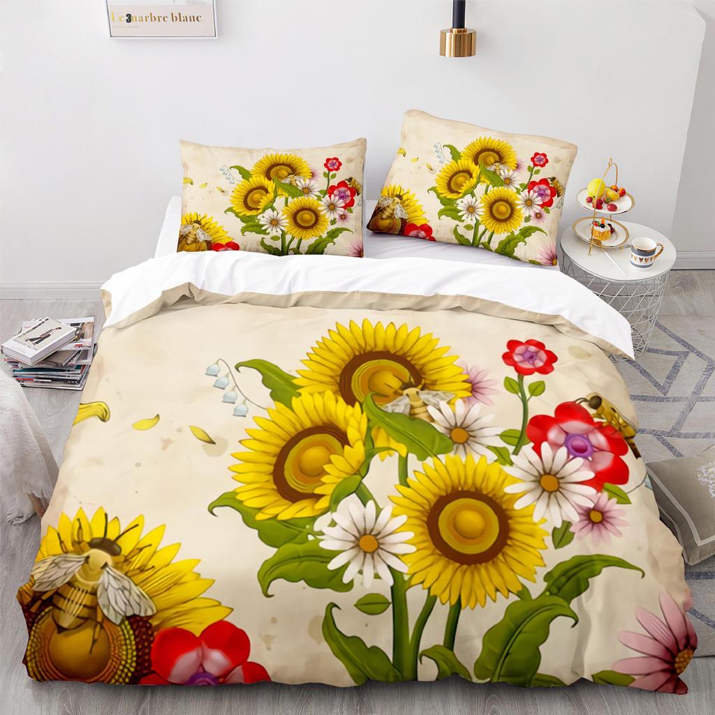 Home Textile Bee Quilt Cover Digital Printing Three-Piece 3D