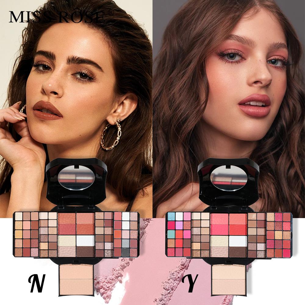 MISS ROSE 64-в-1 Изысканная коробка для макияжа для девочек Профессиональные наборы для макияжа Универсальная палитра румян Макияж для бровей Вечерний макияж