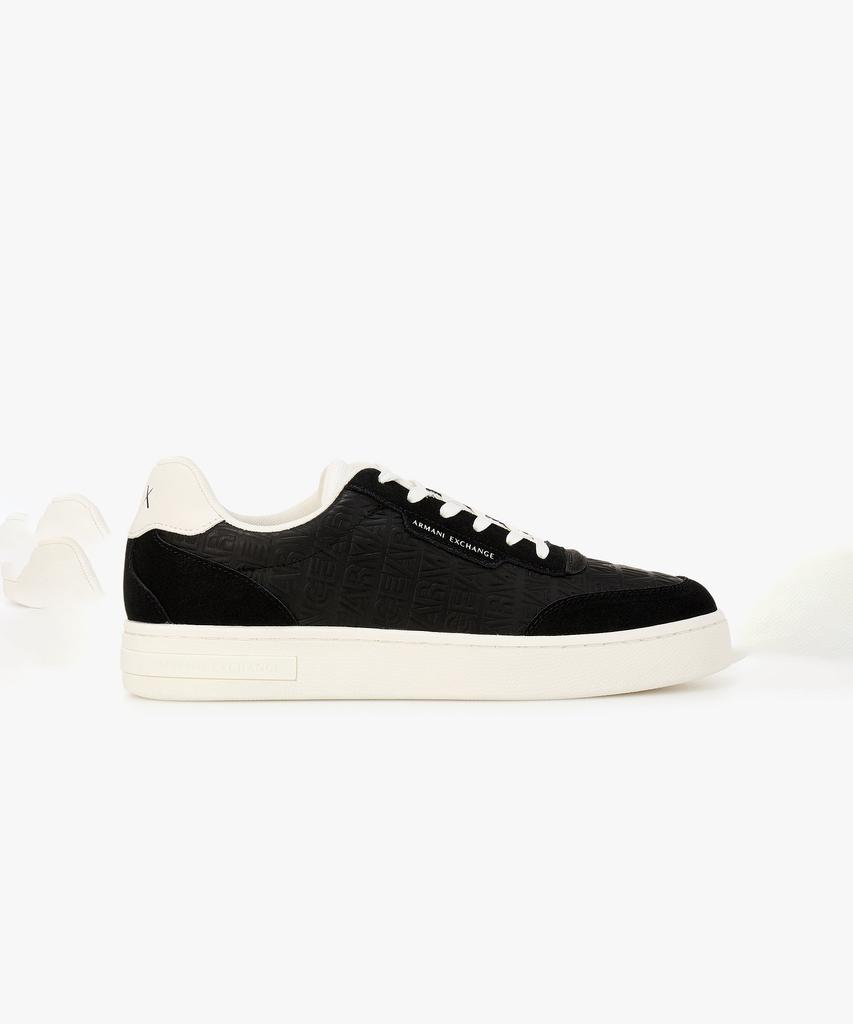 Armani Exchange Men'S Embossed Logo Leather Sneakers _Black_A416175004